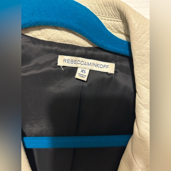 Rebecca Minkoff Ivory and black Leather jacket with detachable sleeves - Picture 2 of 7